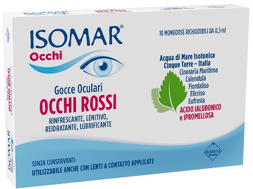 Isomar Occhi Rossi Gocce Oculari Acido Ialuronico 0,20% 10 Flaconcini